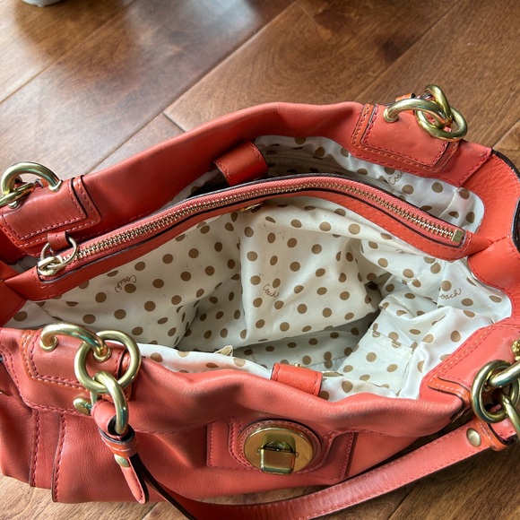 Coach Peyton Coral Leather Satchel with Brass Hardware. - Picture 6 of 13